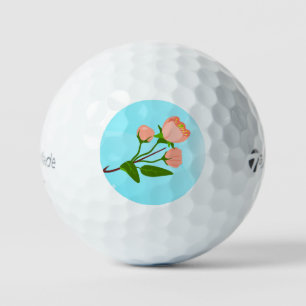 Balles De Golf Dégradé du ciel bleu avec branche de ressort fleur