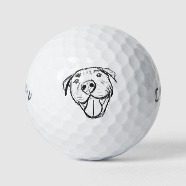 Balles De Golf dessin de bulle simple amoureux de les chiens noir (Devant)