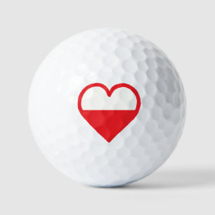 Balles De Golf Dessin de coeur du drapeau de la Pologne