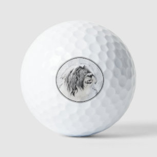 Balles De Golf Dessin de collie à oreilles - Joli art original de