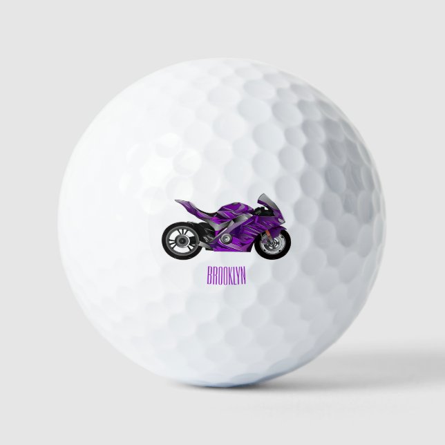Balles De Golf Dessin de moto de sport violet (Recto)