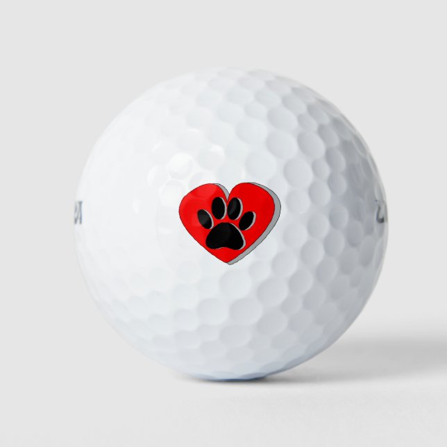 Balles De Golf Dessin du coeur du chien (Devant)