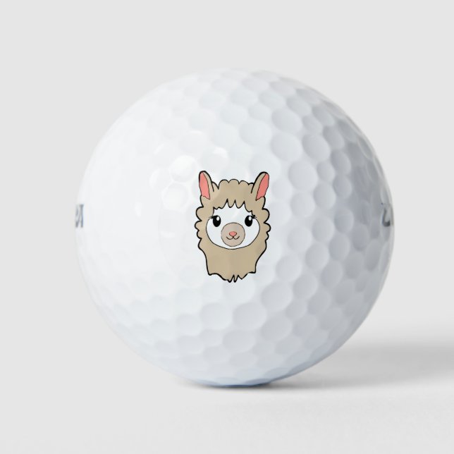 Balles De Golf Dessin face de llama mignon (Devant)