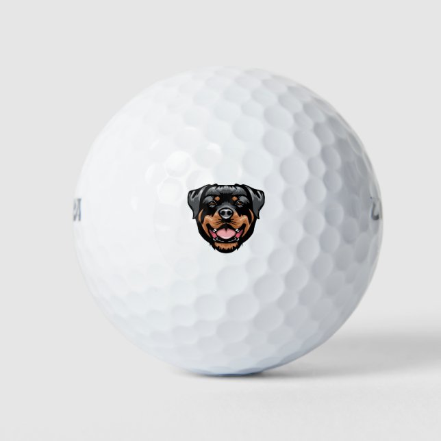Balles De Golf Dessin Portrait Rottweiler (Devant)