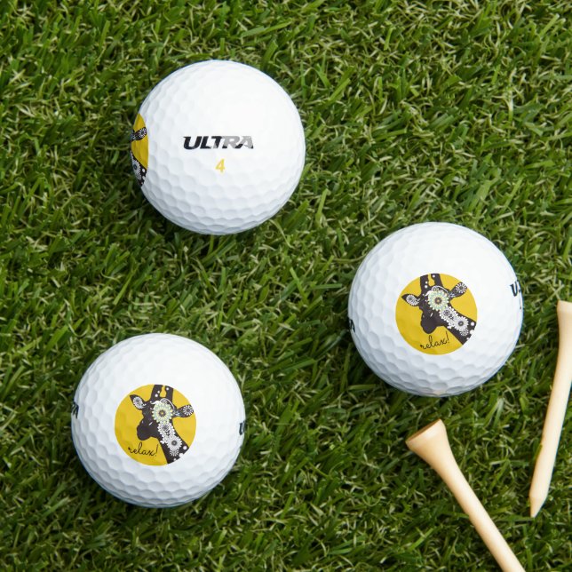 Balles De Golf Détendez-vous - Funky Cool Giraffe (Herbe in situ)