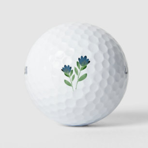 Balles De Golf Deux fleurs d'aquarelle bleu Indigo