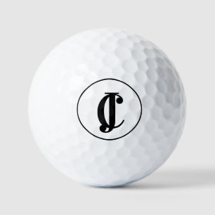 Balles De Golf Deux initiaux monogrammes Noir et Blanc