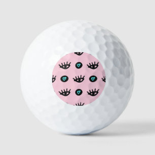 Balles De Golf Doodle Fille : Coeurs Des Yeux Sans Couleur.