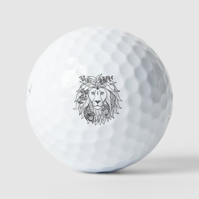 Balles De Golf Doodle Lion Et Fleurs (Devant)