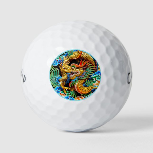 Balles De Golf dragon chinois classique cool peinture art vintage (Devant)