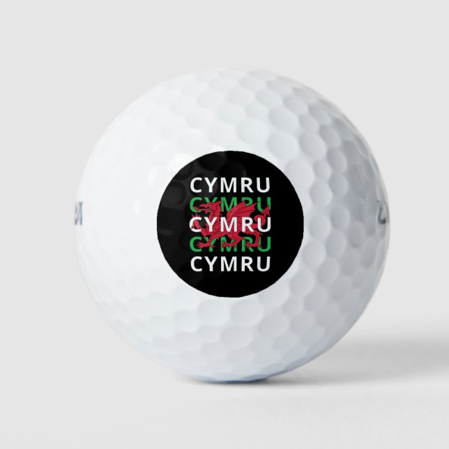 Balles De Golf Dragon gallois rouge Cymru Texte répétitif Racines (Devant)