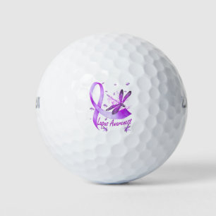 Balles De Golf Dragonfly Holding Purple Ribbon Lupus Sensibilisat