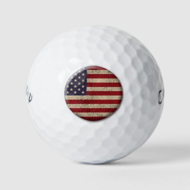 Balles De Golf Drapeau Américain Distorsion Design (Devant)