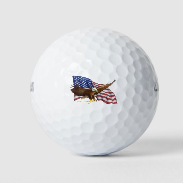 Balles De Golf Drapeau américain et aigle (Devant)