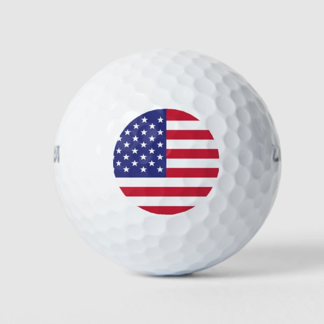 Balles De Golf Drapeau américain USA Rouge Blanc Bleu Patriotique (Devant)