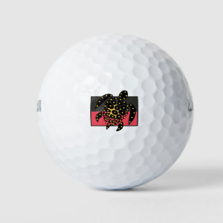 Balles De Golf Drapeau Australien Et Tortue De Mer