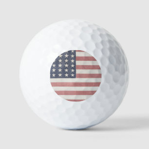 Balles De Golf Drapeau blanc et bleu Vintage Americana