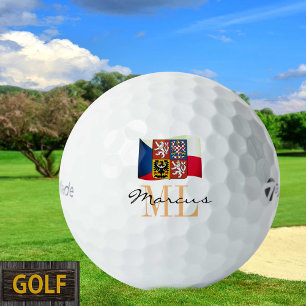 Balles De Golf Drapeau Czec Monogrammé, Emblem & Czechia Golf Bal