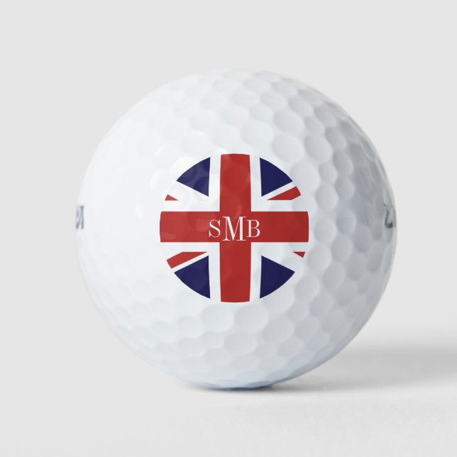 Balles De Golf Drapeau d'Angleterre avec monogramme personnalisé (Devant)
