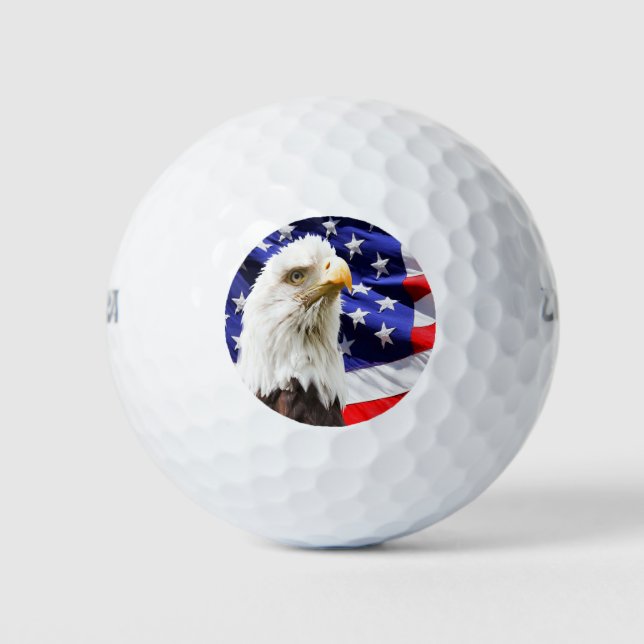 Balles De Golf Drapeau de l'aigle à tête blanche américain (Devant)