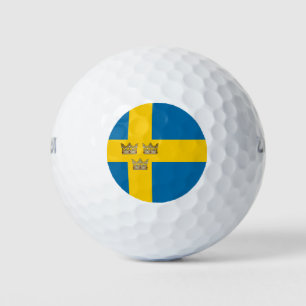 Balles De Golf Drapeau de Suède avec trois Couronnes de Suède ajo