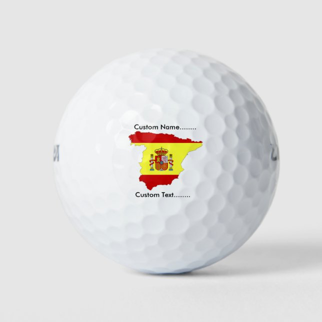 Balles De Golf Drapeau espagnol avec Emblème espagnol sur une bal (Devant)