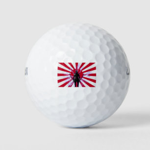 Balles De Golf Drapeau japonais & Soleil levant Samouraï Guerrier