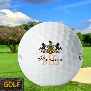 Balles De Golf Drapeau Monogramme Pennsylvanie & Pennsylvanie, Ét