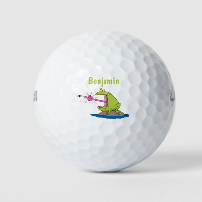 Balles De Golf Drôle dessin animé de grenouille et mouche (Devant)