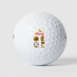 Balles De Golf Drôle I Love Burger HotDog Tacos Sandwich