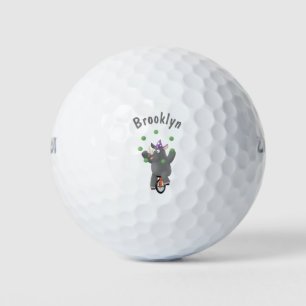 Balles De Golf Drôle rhinocéros mignon jonglant sur monocycle