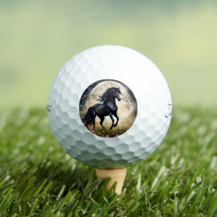 Balles De Golf Élégance lunaire : Cheval d'Imaginaire noir avec l