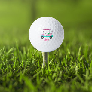 Balles De Golf Élégant chariot de golf en cuir rose nom