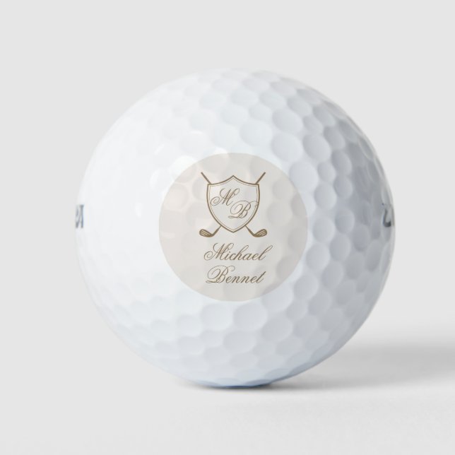 Balles De Golf Élégant Classic Crest Monogram Mariage de golf (Devant)