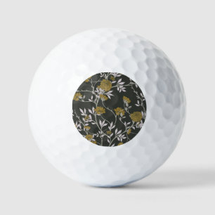 Balles De Golf Elégant fleuri : design motif vintage.