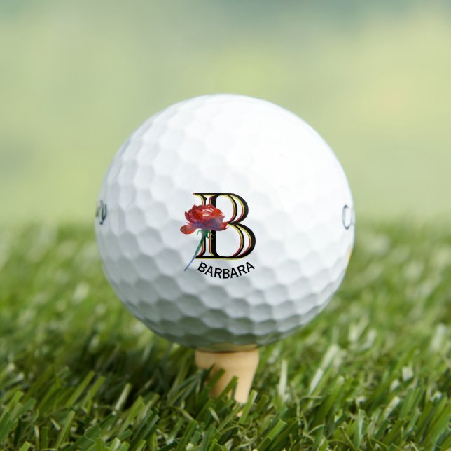 Balles De Golf Élégant Floral Personnalisé Nom du monogramme (T-shirt Insitu)