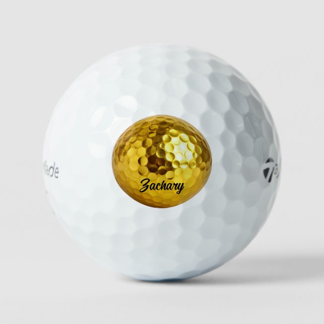 Balles De Golf Elegant gold black monogram personalized golf ball (Recto)