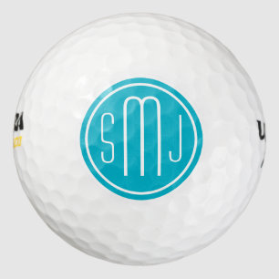 Balles De Golf Élégant Monogramme personnalisé et cadre bleu Scub