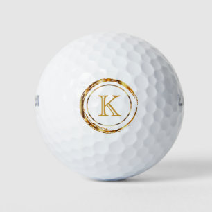 Balles De Golf Élégant Monogramme Sur Or