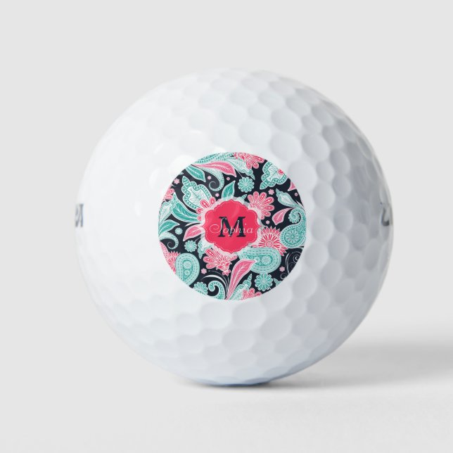 Balles De Golf Elégant motif floral paisley tendance (Devant)