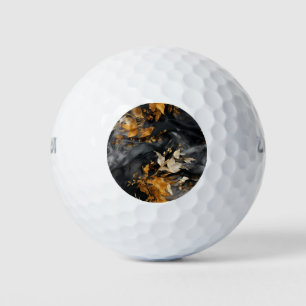 Balles De Golf Élégant Noir Blanc Or Floral Motif répétitif
