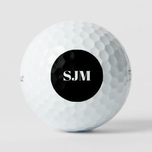 Balles De Golf Élégant noir personnalisation monogramme initiales