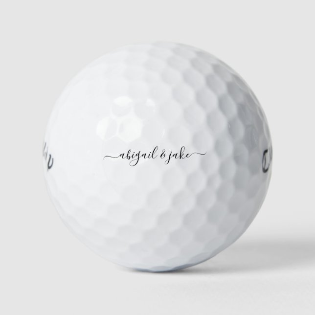 Balles De Golf Élégant nom de couple personnalisé avec mot appela (Devant)