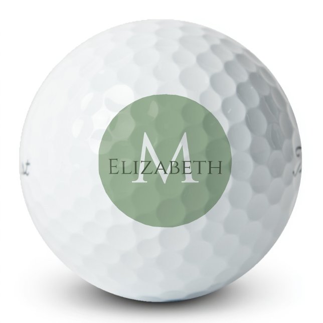 Balles De Golf Elegant Sage Green Classic Monogram Personalized  (Créateur téléchargé)