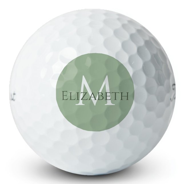 Balles De Golf Elegant Sage Green Monogram Personalized Classic  (Créateur téléchargé)