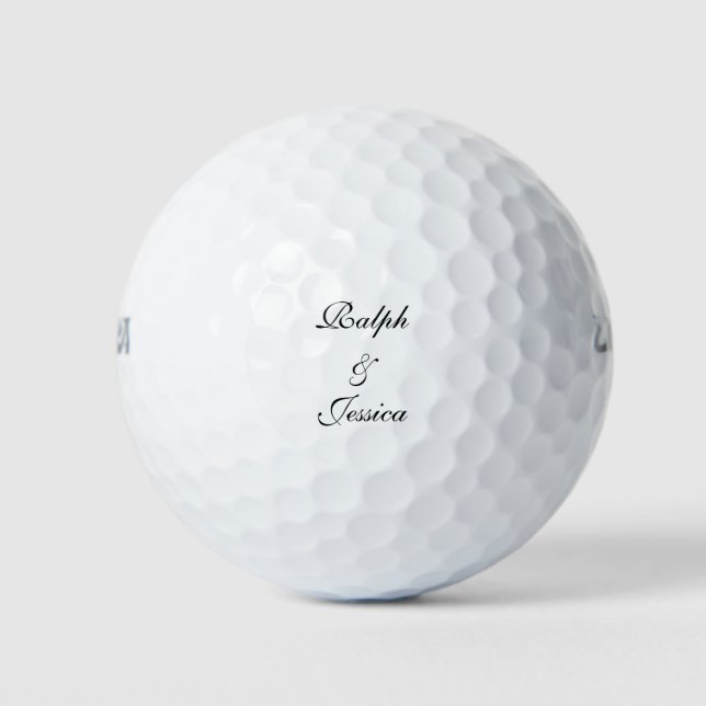 Balles De Golf Élégant script de noms de couple personnalisés (Devant)