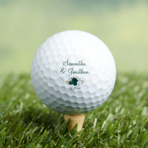 Balles De Golf Emerald Green Roses Élégant Mariage Noms de couple