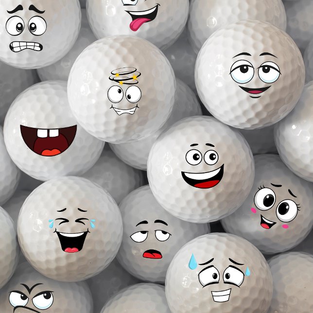 Balles De Golf Emoticon fou (Golf Balls Emotion Face)