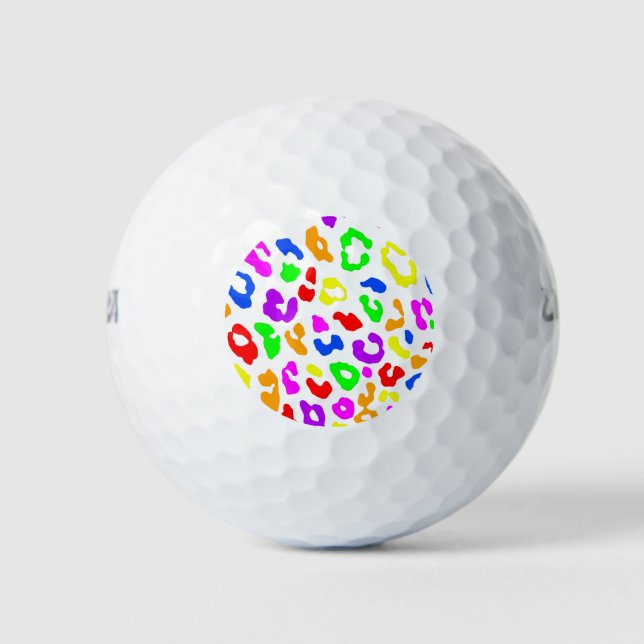Balles De Golf Empreinte de léopard Rainbow White (Devant)