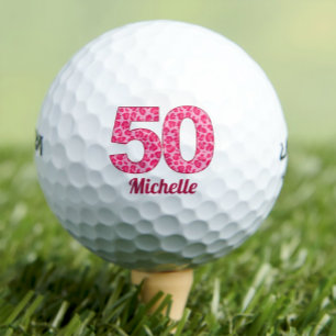Balles De Golf Empreinte de léopard rose 50e anniversaire Golfer 